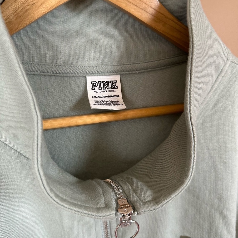PINK Victoria's Secret Sage Green Zip Mock-neck Jacket - Picture 3 of 4